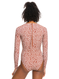 8 Roxy Love Printed Long Sleeve UPF 50 Swimsuit Brown ERJWR03615 Roxy