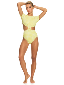 3 Salty Shine Short-Sleeve One-Piece UPF 50 Swimsuit Green ERJWR03617 Roxy