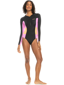 3 Roxy Fitness Long Sleeve One-Piece Swimsuit Black ERJWR03651 Roxy
