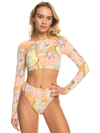 1 Roxy Delic Long Sleeve Cropped Rashguard Orange ERJWR03664 Roxy