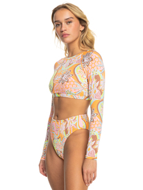 2 Roxy Delic Long Sleeve Cropped Rashguard Orange ERJWR03664 Roxy