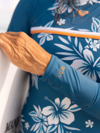 2 Roxy Life All Day Aloha Long Sleeve One-Piece Swimsuit Blue ERJWR03669 Roxy