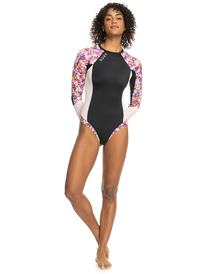 9 Womens Roxy Active Long Sleeve One-Piece Swimsuit Multicolor ERJWR03685 Roxy