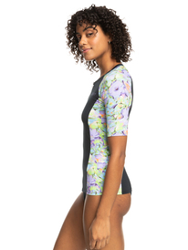 1 Womens New Lycra Short Sleeve Zip-Up Rash Vest Purple ERJWR03705 Roxy
