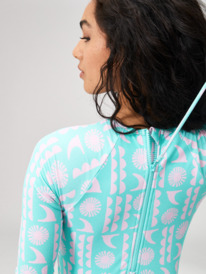9 Womens Surf Saavy Long Sleeve One-Piece Swimsuit Blue ERJWR03718 Roxy