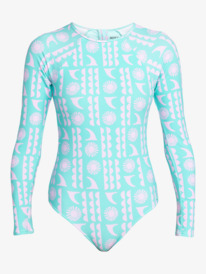 16 Womens Surf Saavy Long Sleeve One-Piece Swimsuit Blue ERJWR03718 Roxy