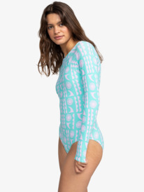 13 Womens Surf Saavy Long Sleeve One-Piece Swimsuit Blue ERJWR03718 Roxy