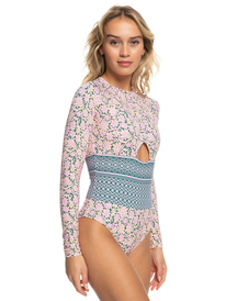 6 Womens Free Spirit Long Sleeve One-Piece Swimsuit Pink ERJWR03722 Roxy