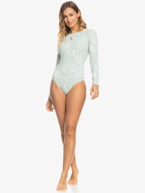 4 Womens Rib Roxy Love Long Sleeve One-Piece Swimsuit Blue ERJWR03739 Roxy