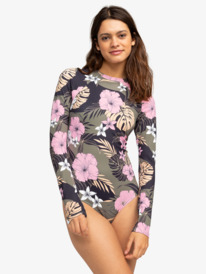4 Womens ROXY Pro The Overhead Long Sleeve One-Piece Swimsuit Black ERJWR03751 Roxy