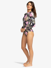 7 Womens ROXY Pro The Overhead Long Sleeve One-Piece Swimsuit Black ERJWR03751 Roxy