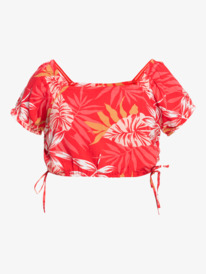 6 Dear Amor 2022 - Crop Top met Korte Mouw voor Dames Red ERJWT03535 Roxy