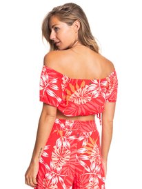 roxy, Dear Amor 2022 - Kurzärmeliges Crop Top für Frauen, HIBISCUS SEASIDE TROPICS V1 (rmz9) Dear Amor 2022 - Short Sleeve Crop Top for Women ERJWT03535