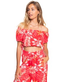 3 Dear Amor 2022 - Crop Top met Korte Mouw voor Dames Red ERJWT03535 Roxy
