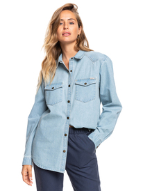 3 Rain Weather - Chemise en jean manches longues pour Femme Bleu ERJWT03555 Roxy