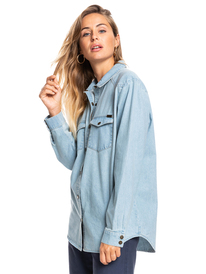 6 Rain Weather - Chemise en jean manches longues pour Femme Bleu ERJWT03555 Roxy