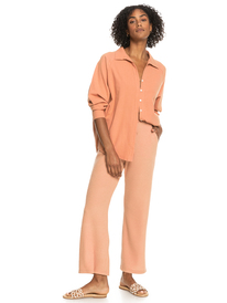 4 White Afternoon - Oversized Long Sleeve Shirt for Women Brown ERJWT03577 Roxy