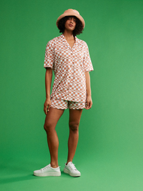 4 Aloha Sunset Check - Kurzärmliges Hemd für Frauen Weiss ERJWT03578 Roxy