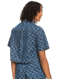 10 Blue Wave Club Printed - Denim Overhemd met Korte Mouw voor Dames Blue ERJWT03579 Roxy