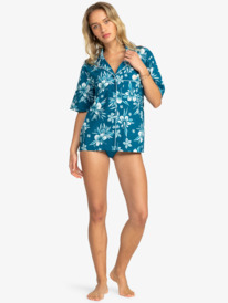 9 Roxy Life Button Up Mai Tai - Camisa de Manga Corta para Mujer Azul ERJWT03587 Roxy
