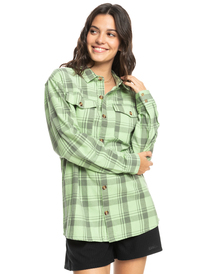 4 Let It Go Flannel Long Sleeve Top Green ERJWT03603 Roxy
