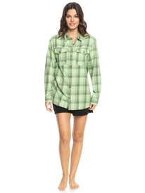 7 Let It Go Flannel Long Sleeve Top Green ERJWT03603 Roxy