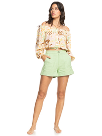 9 Womens Sunset Kiss Puff Sleeve Top Green ERJWT03606 Roxy