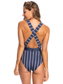 roxy, Womens Printed ROXY Love One-Piece Swimsuit, MOOD INDIGO WILL STRIPE S (xbbw) PT ROXY LOVE BELT ONE PIECE ERJX103441