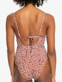 8 Womens Rib ROXY Love One-Piece Swimsuit Brown ERJX103494 Roxy