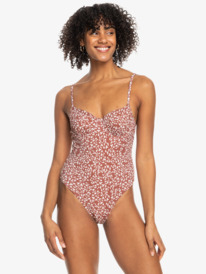 4 Womens Rib ROXY Love One-Piece Swimsuit Brown ERJX103494 Roxy