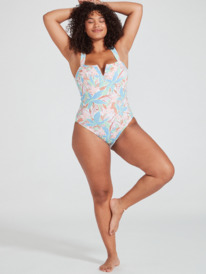 4 Roxy Love Rib The Coco D-Cup One Piece Swimsuit Green ERJX103506 Roxy