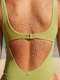 3 Womens Roxy Pro The Double Line One-Piece Swimsuit Green ERJX103588 Roxy