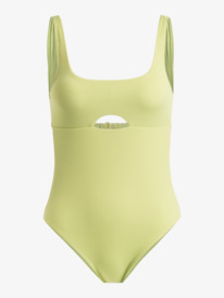 9 Womens Roxy Pro The Double Line One-Piece Swimsuit Green ERJX103588 Roxy