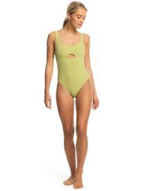 7 Womens Roxy Pro The Double Line One-Piece Swimsuit Green ERJX103588 Roxy