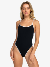 0 Womens New Life High Leg One-Piece Swimsuit Black ERJX103599 Roxy