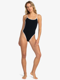 2 Womens New Life High Leg One-Piece Swimsuit Black ERJX103599 Roxy