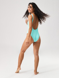 4 Womens Aruba High Leg One-Piece Swimsuit Blue ERJX103610 Roxy