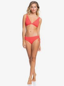 2 Solid Beach Classics Elongated Triangle Bikini Top Red ERJX304208 Roxy
