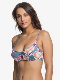 1 Printed Beach Classics D-Cup Underwired Bra Bikini Top Blue ERJX304263 Roxy