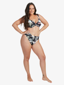 11 Womens Printed Beach Classics Separate D-Cup Underwired Bikini Top Black ERJX304343 Roxy