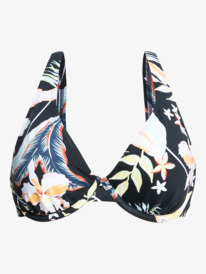 10 Womens Printed Beach Classics Separate D-Cup Underwired Bikini Top Black ERJX304343 Roxy