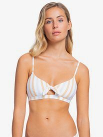 roxy, Printed Beach Classics 2021 - Reggiseno bikini atletico da Donna, BRIGHT WHITE LOUNA STRIPES (xwnk) Printed Beach Classics 2021 - Athletic Bikini Top for Women ERJX304354