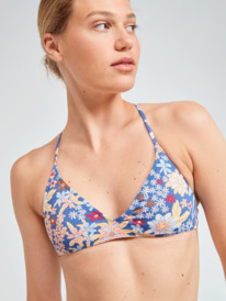0 Printed Beach Classics Triangle Athletic Bikini Top Blue ERJX304877 Roxy