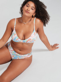6 Womens ROXY Love Perfect 10 Rib Knit Bikini Top Green ERJX304890 Roxy