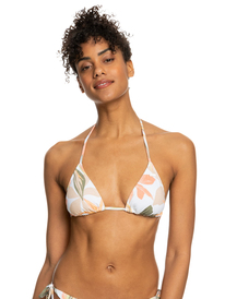 roxy, Printed Beach Classics - Parte de cima de biquíni Tiki triangular para Mulher, BRIGHT WHITE SUBTLY SALTY FLAT (wbb9) Printed Beach Classics - Tiki Tri Bikini Top for Women ERJX304897