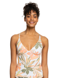 roxy, Printed Beach Classics - Haut de bikini tank pour Femme, BRIGHT WHITE SUBTLY SALTY FLAT (wbb9) Printed Beach Classics - Tank Bikini Top for Women ERJX304905