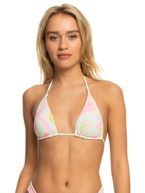 7 Tropics Hype - Reversible Tiki Tri Bikini Top for Women Green ERJX305015 Roxy