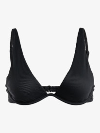 4 Womens Rib Roxy Love Offshore V-Neck Bikini Top Black ERJX305088 Roxy
