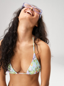3 Womens Blumen Tiki Tri Bikini Top Purple ERJX305117 Roxy