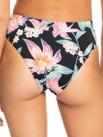 roxy, Printed Beach Classics 2022 - Cueca de biquíni com cintura média para Mulher, ANTHRACITE PARADISE FOUND S (kvj6) Printed Beach Classics 2022 - Mid Waist Bikini Bottoms for Women ERJX404428